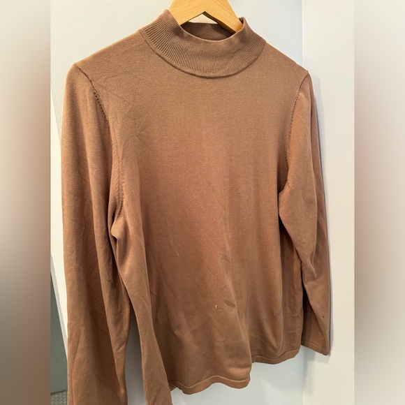 Pendleton Tan Mock Neck Pullover Sweater Silk Blend Women’s Size Large - Picture 2 of 5